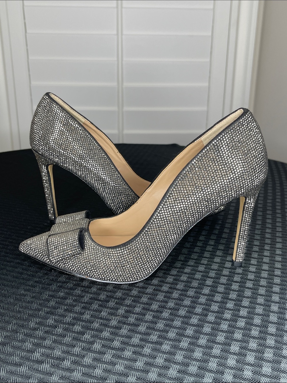 INC International Concepts Silver Rhinestone Pointed-Toe Pumps with Bow